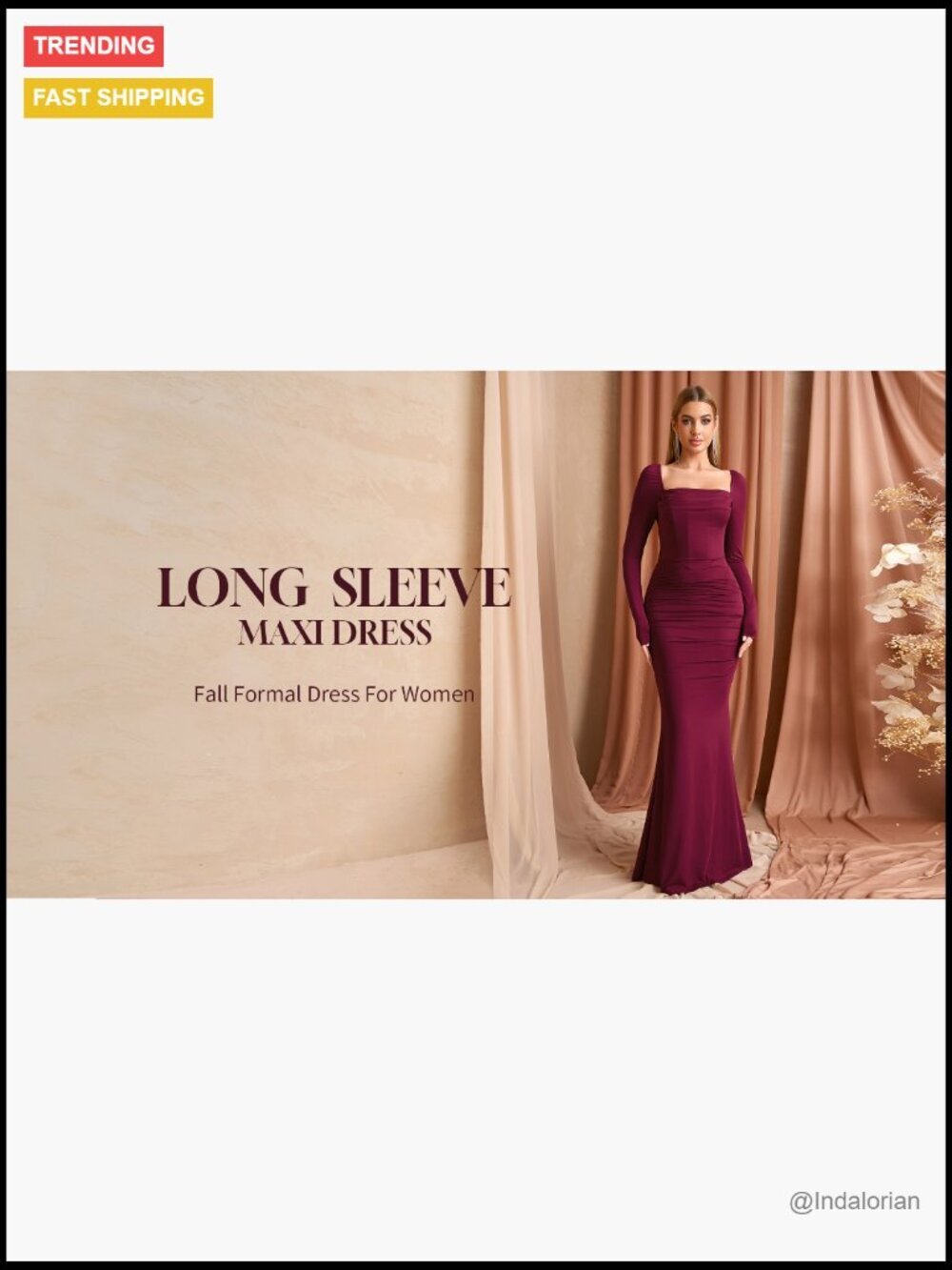 Polyester Elastane Corset Maxi Dress Long Sleeve Formal Bodycon - Picture 7 of 7
